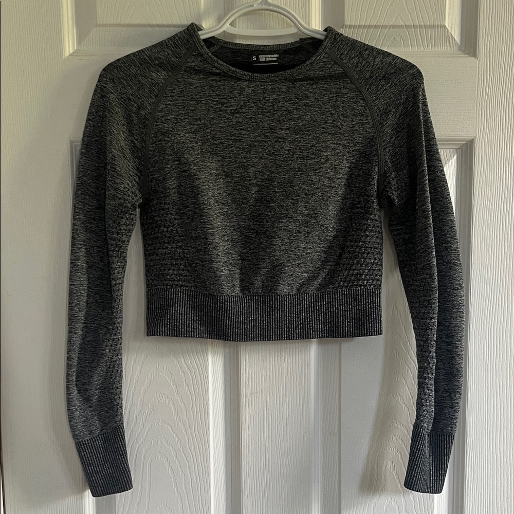 Gray Long Sleeve Cropped Top